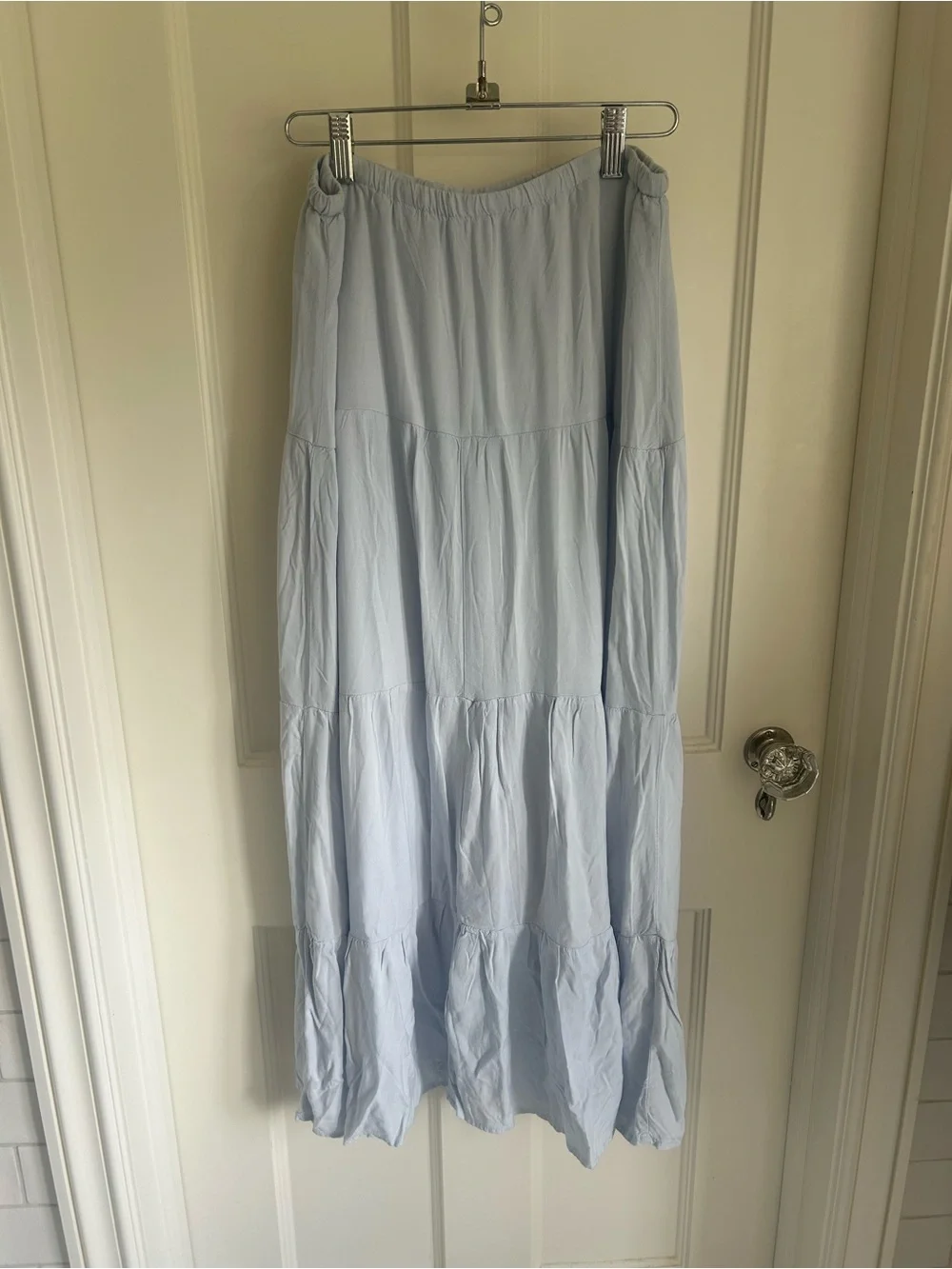 Brandy Melville Light Blue Tiered Maxi Skirt with Drawstring Waist